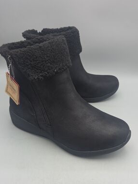 NWT Skechers New Rumour Arya Fold Over Faux Fur Ankle Booties 11 Side Zip Black